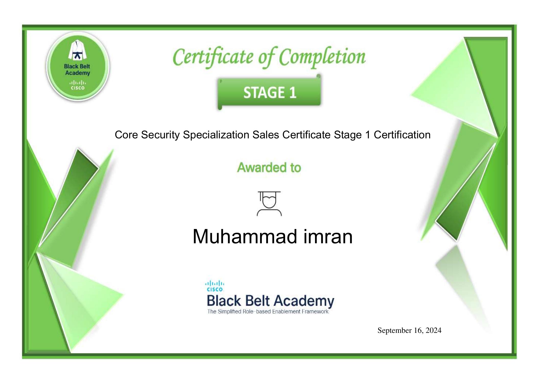 Cisco Black Belt — Core Security Sales Stage 1